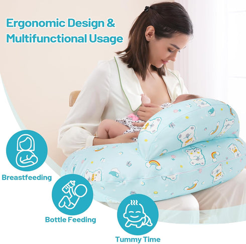AMASKY Nursing Pillow, Plus Size Ergonomic Design, Breastfeeding Pillows Support for Mom and Baby, Removable Cotton