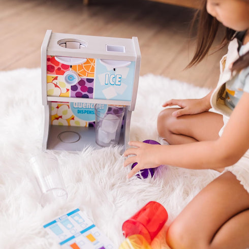 3+ Melissa & Doug Thirst Quencher Wooden Drink Dispenser with Juice Inserts, Ice Cubes & Play Kitchen Accessories
