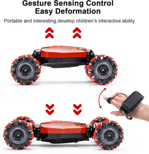 Gesture Sensing RC Stunt Car, 4WD Remote-Controlled Vehicle, Bidirectional Drifting Off-Road with Music & Lights