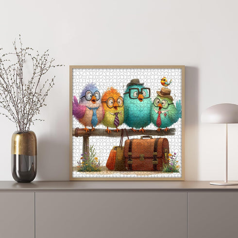 PICKFORU 1000 Funny Bird Puzzles for Adults Pieces, Nature Cute Animal Colorful Wildflower Puzzle, Impossible Hard