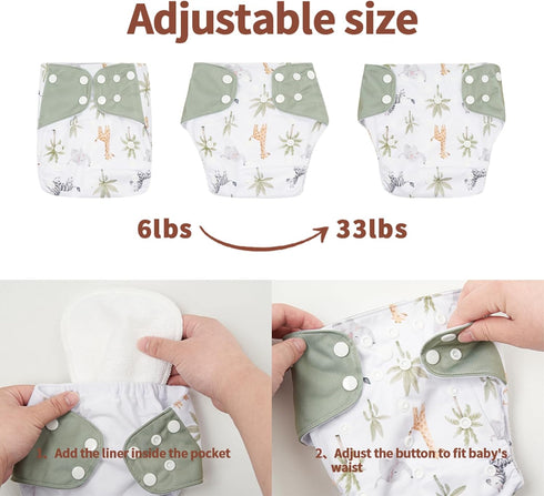 Happy Flute 9 Sets Girls(6-33 pounds,0-3 Bag+4Diapers 4Inserts (AD10) HappyFlute Newborn Baby Cloth Pocket Diapers