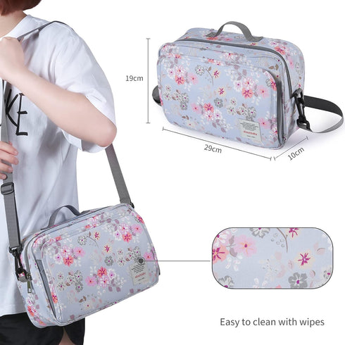 Baby Stroller Organizer Bag with Insulated Pocket, Universal Fit for Diapers, Wipes & Toys, Floral Design