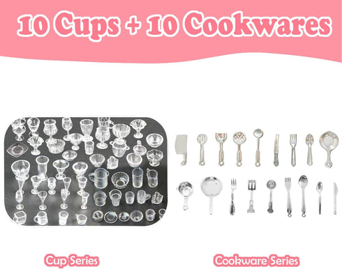 150Pcs Miniature Food Drinks Bottles Dollhouse Accessories 1:12 Mini Toy Set for Pretend Kitchen Play