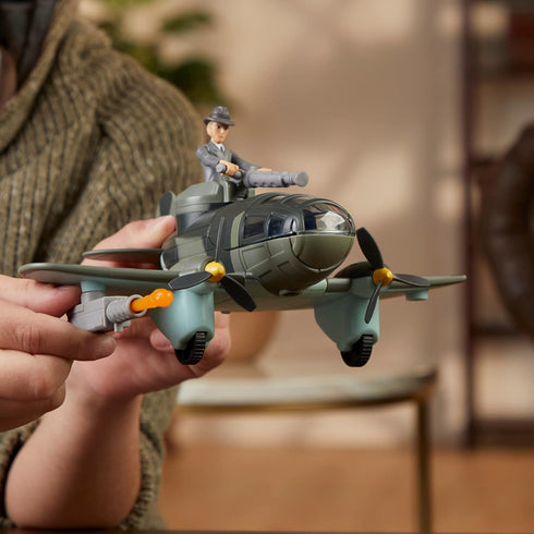 Indiana Jones Worlds of Adventure Doctor Juergen Voller with Plane Action Figure Set, 2.5-inch