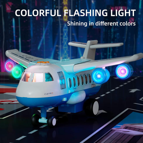 Set, Set Transport Cargo Airplane, Large Theme Airplane Toy Educational Toy Vehicle Play with Smoke Sound and Light