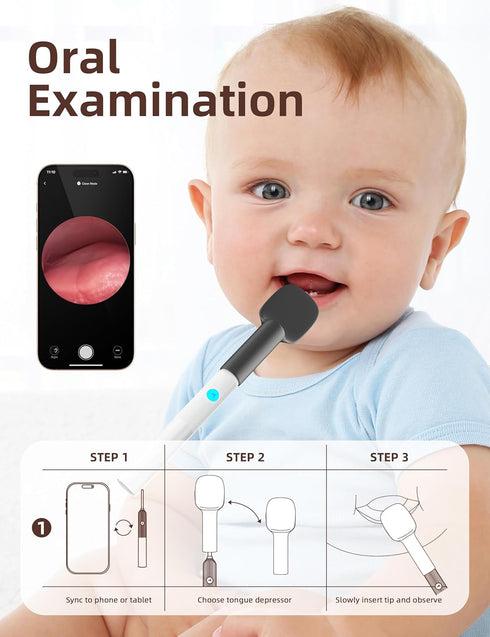 Set 6LED OTTOLIVES Baby Ear, Nose, Throat Examination with HD Camera, Home ENT Scope with Light, Ear Checker Tool, Baby