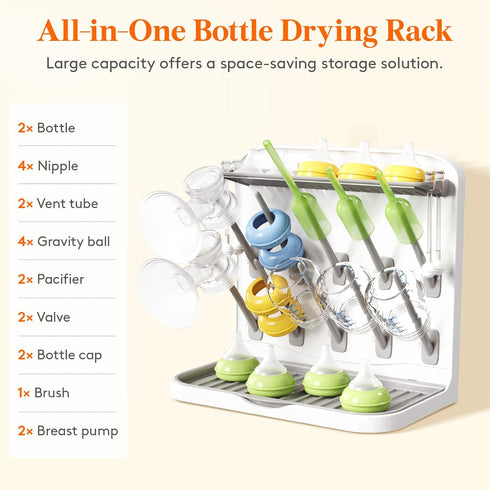 10 Countertop Lifewit Baby Bottle Drying Rack with Hooks, Newborn Essentials Must Haves, Holder Organizer for Baby