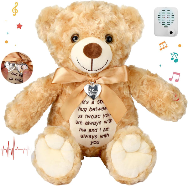 12 Inch Bear Stuffed Animals - Cute Plush Bear with Voice Recorder and Photo Pendant Set for Boys Girls
