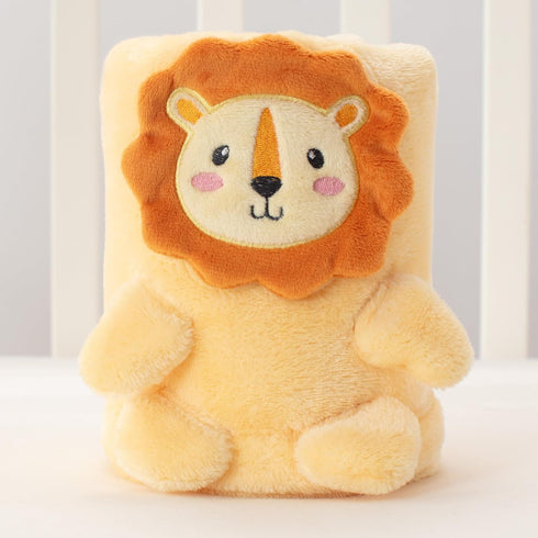 Baby Blanket, Foldable Lion Shape Plush Blanket, Super Soft Warm Breathable Receiving Blankets Newborn Nursery Swaddle