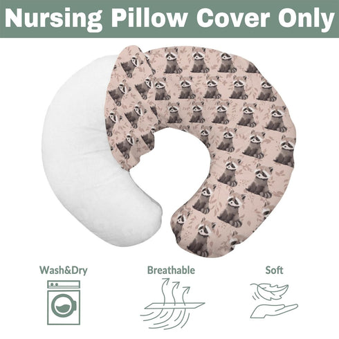 Vintage Raccoon Boho Leaves Baby Nursing Pillow Covers for Boy Girl Cute Raccoons Nursing Pillowcase for Breastfeeding