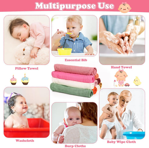 Sublaga 10Pcs Sets 20X10 Inches Muslin Baby Burp Cloths for Unisex, Burp Rags Cotton Burping Clothes for Newborn, Baby