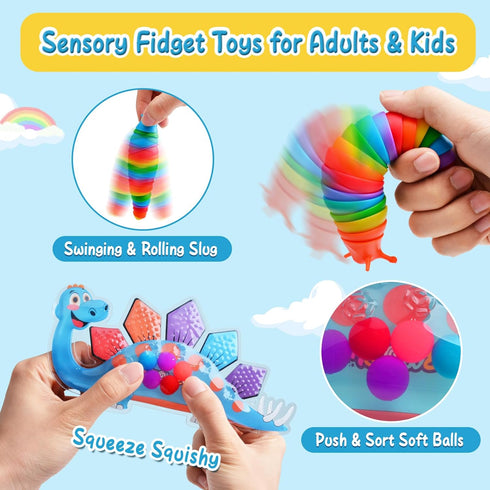 6 Pack 5-7-8-12 Fidget Toys Bulk for Kids & Adults,Sensory Travel Must Have,Autism Anxiety Stress Calm Down Must