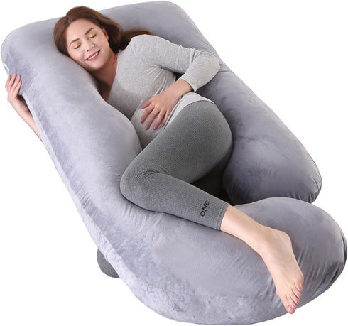 Eccn U-Shaped Full Body Pillow for Adults, Maternity Pregnancy Pillow with Washable Velvet