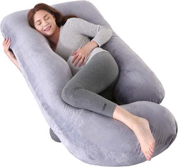Eccn U-Shaped Full Body Pillow for Adults, Maternity Pregnancy Pillow with Washable Velvet
