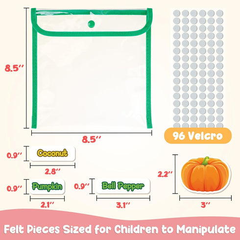 90 Felt Pieces Fruit Vegetable Felt Flannel Board Pieces - Educational Learning Toys for Kids Interactive Storytelling