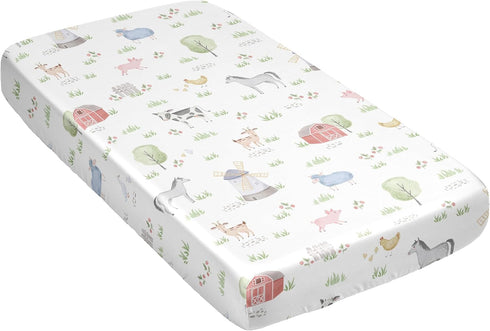 Sweet Jojo Designs Farm Animals Boy Girl Gender Neutral Baby Satin Fitted Crib Sheet Infant Newborn Nursery Toddler Bed