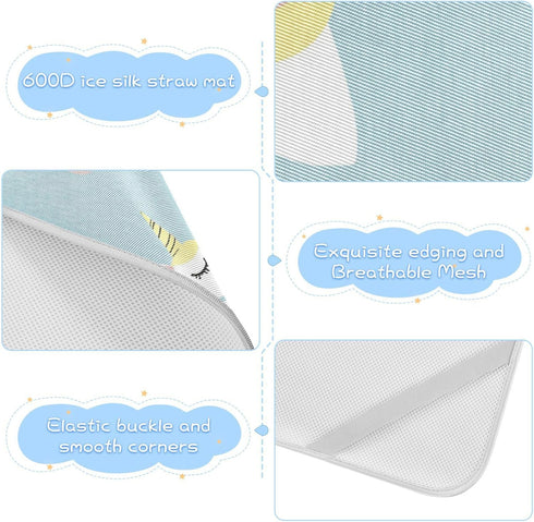 SyXIOP 28" 52" A Cute Cartoon White Unicorns Cooling Baby Crib Mattress x Ultra Soft Pads for Bed Washable