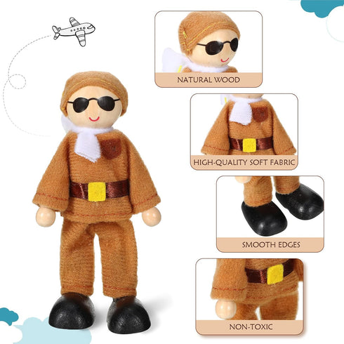 10 Pcs Wooden Dollhouse Family Set, Mini People Figures for Pretend Play Dollhouse Accessories (Fresh Style)