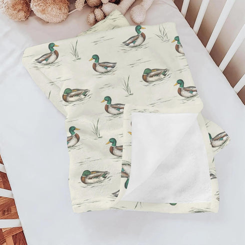 Selgkds 30x40inch Hunting Ducks Baby Blankets for Girls Boys Vintage Mallard Duck Leaves Pond Swaddle Receiving Blanket