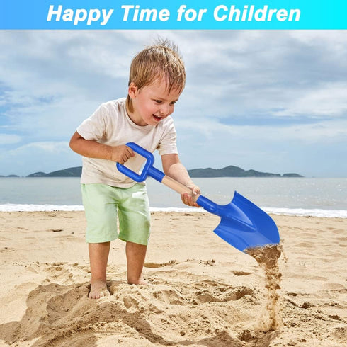 16'' Summer (3PCS Long Kids Beach Shovels Sand Spade Toys Gardening Tools with Wooden Handled, ABS Plastic Sturdy Scoop