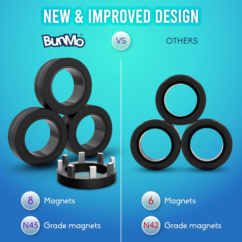 BUNMO Magnetic Fidget Ring, Fidget Toys for Adults, Endless Hours of Fun, Spin, Connect & Play, Engaging Toy for Boys &