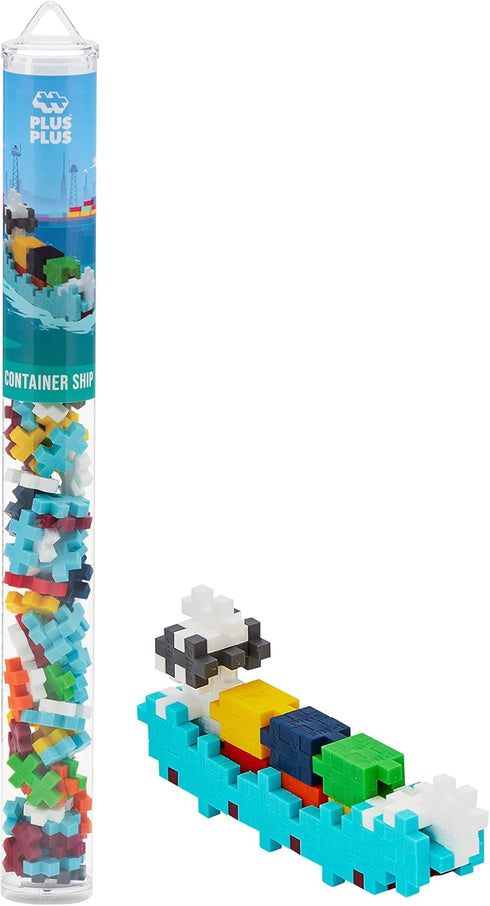 PLUS PLUS Container Ship, 70 Piece Tube, Construction Building STEM/STEAM Toy, Interlocking Mini Puzzle Blocks for Kids