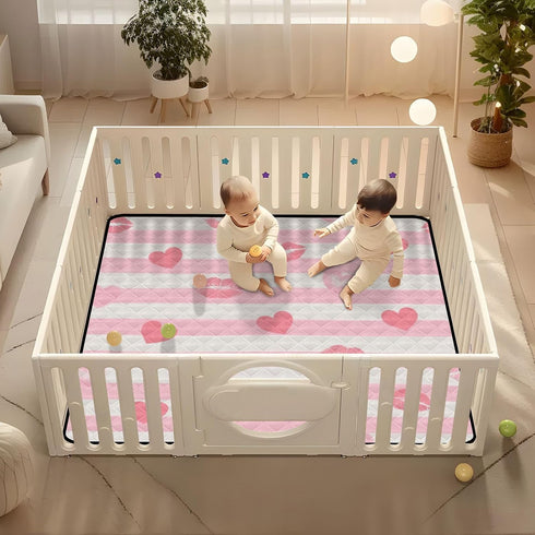 EtherSpher 50'' 50''para Pink White Stripes Heart Lip Love Large Non-Slip Baby Floor Play mat for Indoor Outdoor Water