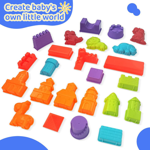 Bo-Toys 50 Set, Ps Deluxe Sand Molds Tools Sandbox Toddlers Toys, Beach Sand Castle Building, Indoor Outdoor Sensory