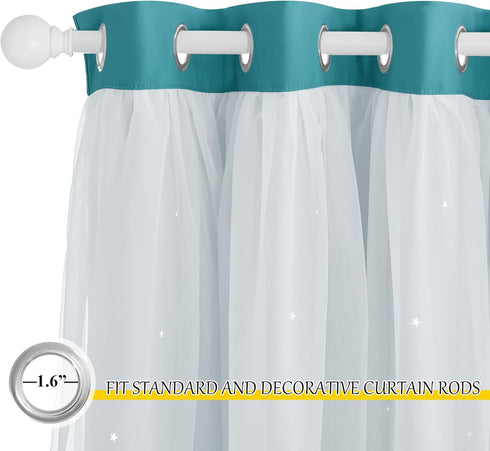 Grommet Set 2 52 84 inches, NICETOWN Star Blackout Curtains for Kids Bedroom, Top Curtains for Nursery Living Room