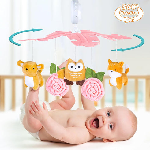 Baby Crib Mobile with Music and Lights, Mobile for Crib with Remote Control, Rotation, Starlight Projection, Crib Toys