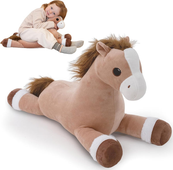 Weighted Horse Stuffed Animals, Large Stuffed Horse Plush 24", Cute Farm Animal