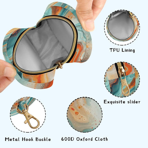 YETTASBIN Marble Portable Pacifier Holder Case with Metal Hook Buckle & Zipper for Diaper Bag and Stroller, Versatile