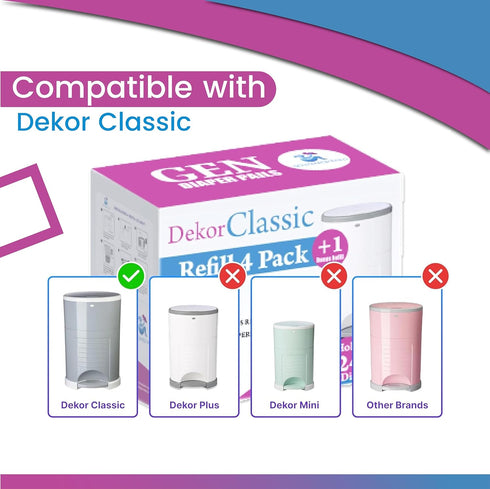 Pack 8 +1 30% of More Diaper Refill Liners Refills Compatible with DEKOR CLASSIC Diaper Pails Exclusive Extra Thickness