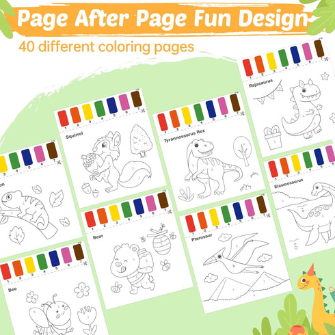 2 Pack Water Coloring Books for Toddlers, Mess Free Painting Set for Kids 3-6, Dinosaur & Animals Art Supplies for Gifts