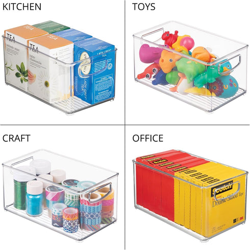 Closet, 2 Pack mDesign Plastic Baby Nursery and Food Organizer - Storage Holder Bin with Handles for Cupboard, Cabinet