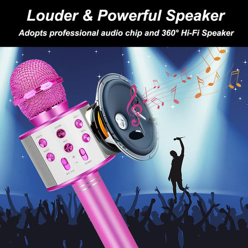 Karaoke Machine Microphone for Kids, Toddler Microphone for 3-12 Year Old Girls, Birthday Gifts and Toys