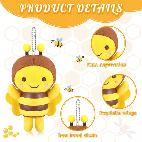 8 Pcs 5 Inch Stuffed Bees Plush Soft Toys, Realistic Cartoon Honey Bee Dolls for Birthday Party Decorations DIY (Vivid