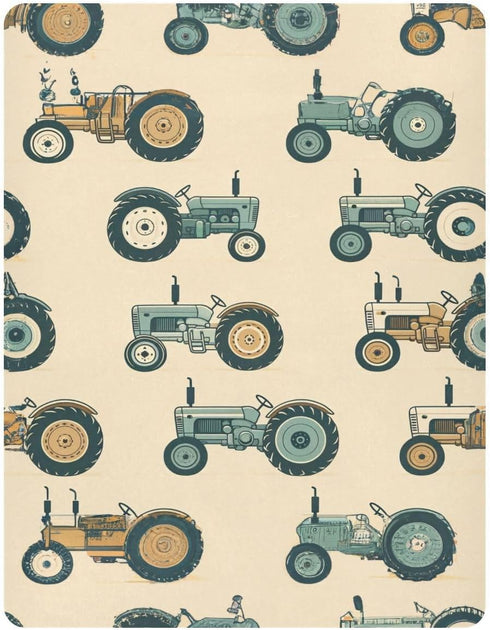 YANENDIE 39 27 Inch Vintage Tractors Crib Sheets - Boys & Girls Cotton Crib Sheet for Standard Crib and Toddler