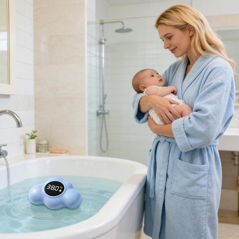Generic Swimming Bathtub Temperature Gauge PP Cloud Shaped Waterproof Digital Thermometer | LED Display Bath Safety Toy