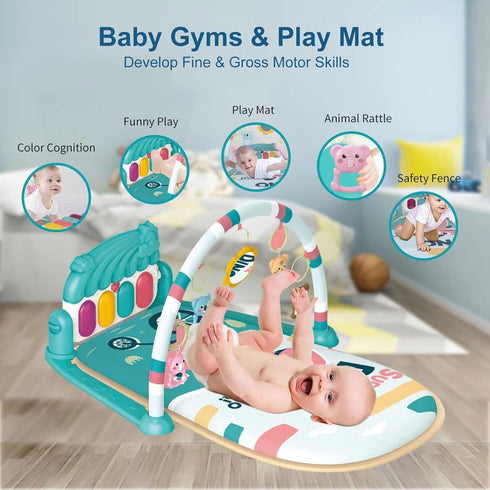 Tummy 5 0-12 dearlomum Baby Play Mat & Piano Time Gym, Infant Sensory Activity Playmat with Toys, Music & Lights