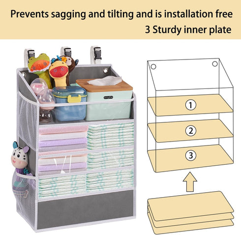 90+Diaper WishJazz XL Hanging Diaper Caddy Organizer for Changing Table, Crib, Playard, Wall & Door, Reinforced Diaper
