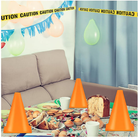 11 Set Decor(9 Inch Frienda Pcs Construction Birthday Party Decorations with Mini Traffic Cones and Caution Tape