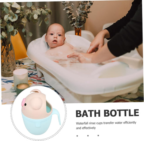 Toddmomy Cute Pig Bath Rinse Cup for Babies Thick Baby Shampoo Cup Handle Cartoon Bathing Spoon for Hair Washing