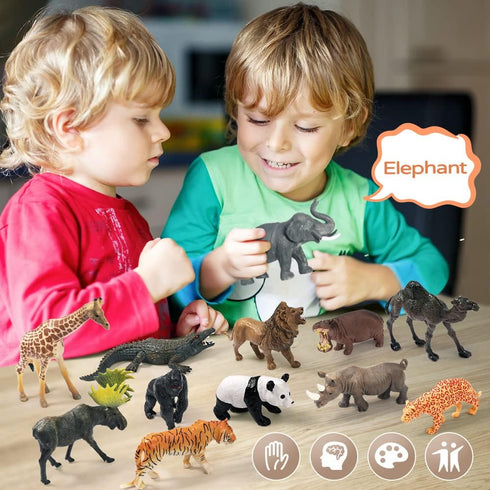 FRUSE Safari Animals Figures Toys, 12PCS Wild Zoo Animals Figurines, Realistic African Jungle Animals Playset for Kids