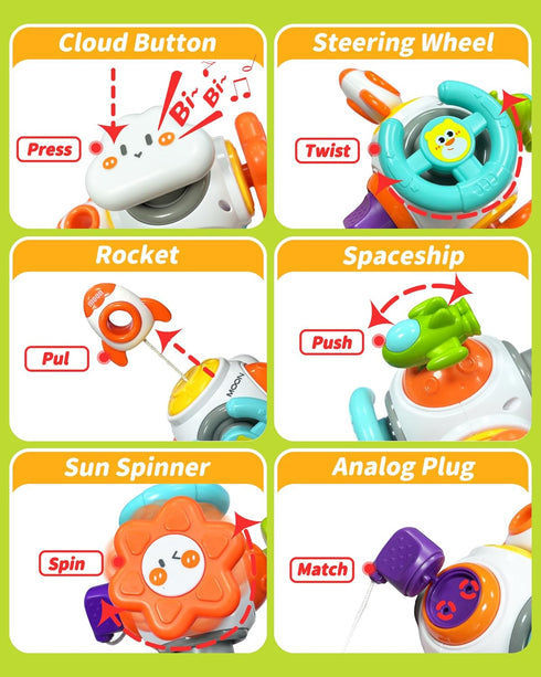Kidific 18 2 3 Montessori Sensory Toys for Toddlers, Activity Busy Cube for Months Year Old Boy Girl, Travel Plane Cars