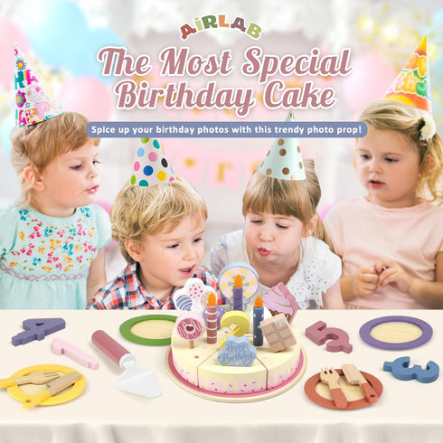 Sets 2 3 4 5 Wooden Birthday Party Cake Play Food for Toddler Year Old Girls Boys Kids Kitchen Accessories Pretend Play