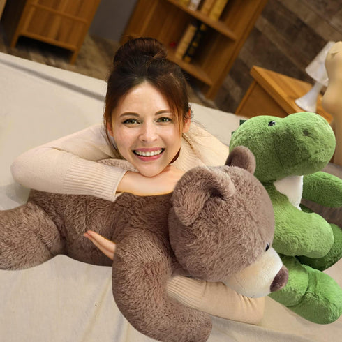 3.5lbs 24" Fiosnow Weighted Stuffed Animals for Adults Brown Bear Weighted Plush Animals for Kids Throw Pillow Hugging