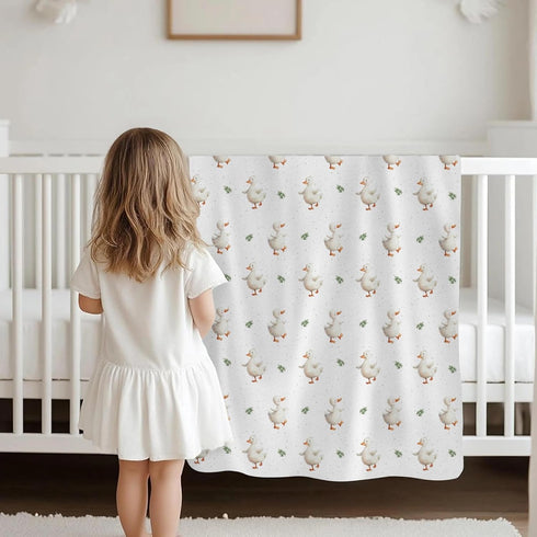 Selgkds Summer 60x80inch Spring Duck Boho Leaves Baby Blankets for Girls Boys Cute Ducks Green Leaves Swaddle Receiving