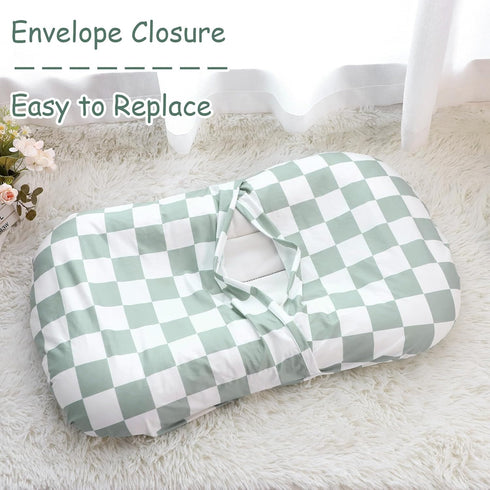Nursing Pillow Cover and Baby Lounger Cover, Soft Comfortable Cover for Girls Boys, Green Checkerboard, Lounger not