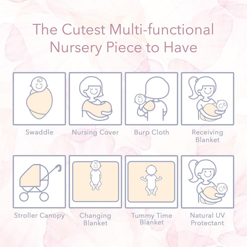 0-3 Luxury Rayon from Bamboo Headband & Baby Swaddle for Newborns Months, Rose Petal Love Newborn Swaddle Blanket